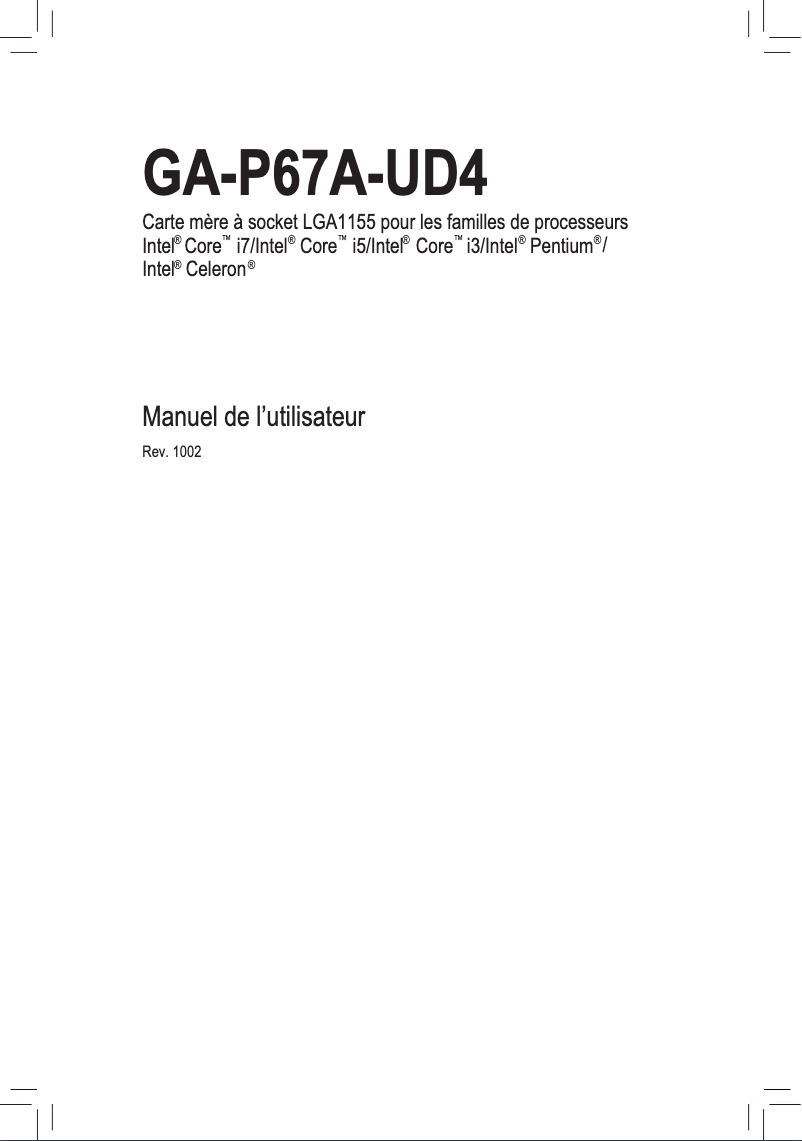 Page 1 of the manual User Manual Gigabyte GA-P67A-UD4