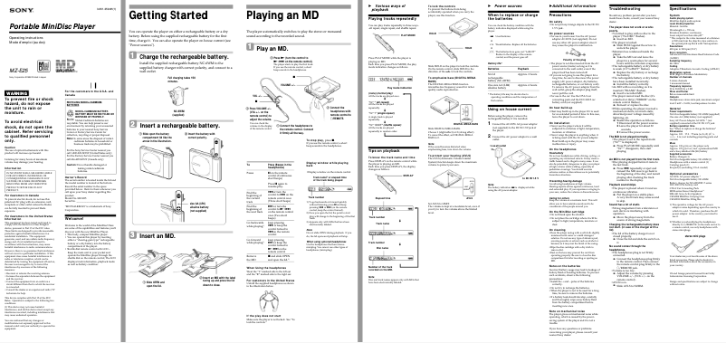 First page image of the manual for MZ-E25