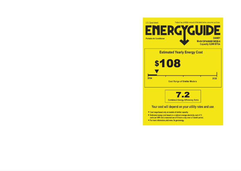 Page 1 of the manual Energy Label Danby DPA080B1WDB-6