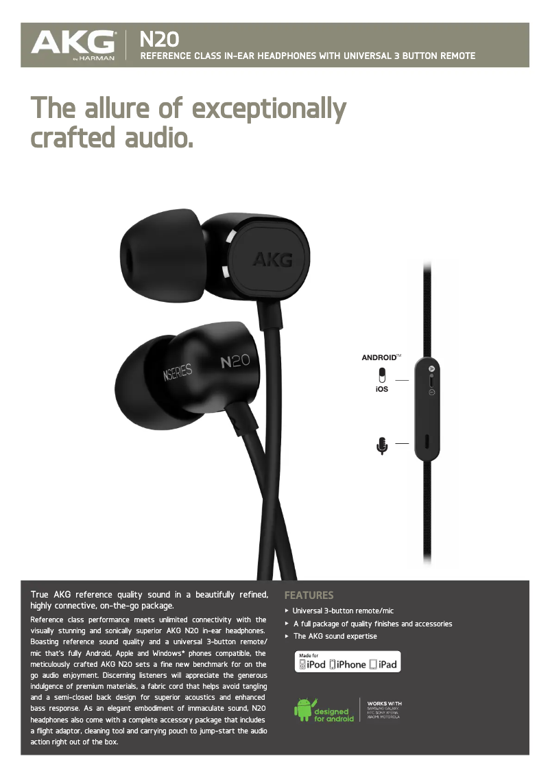 Page 1 of the manual Technical Sheet AKG N20U