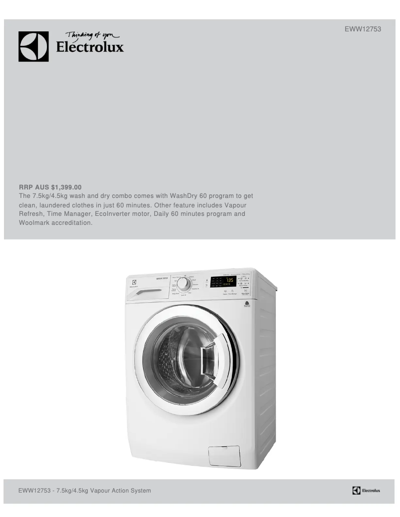 First page image of the manual for EWW12753