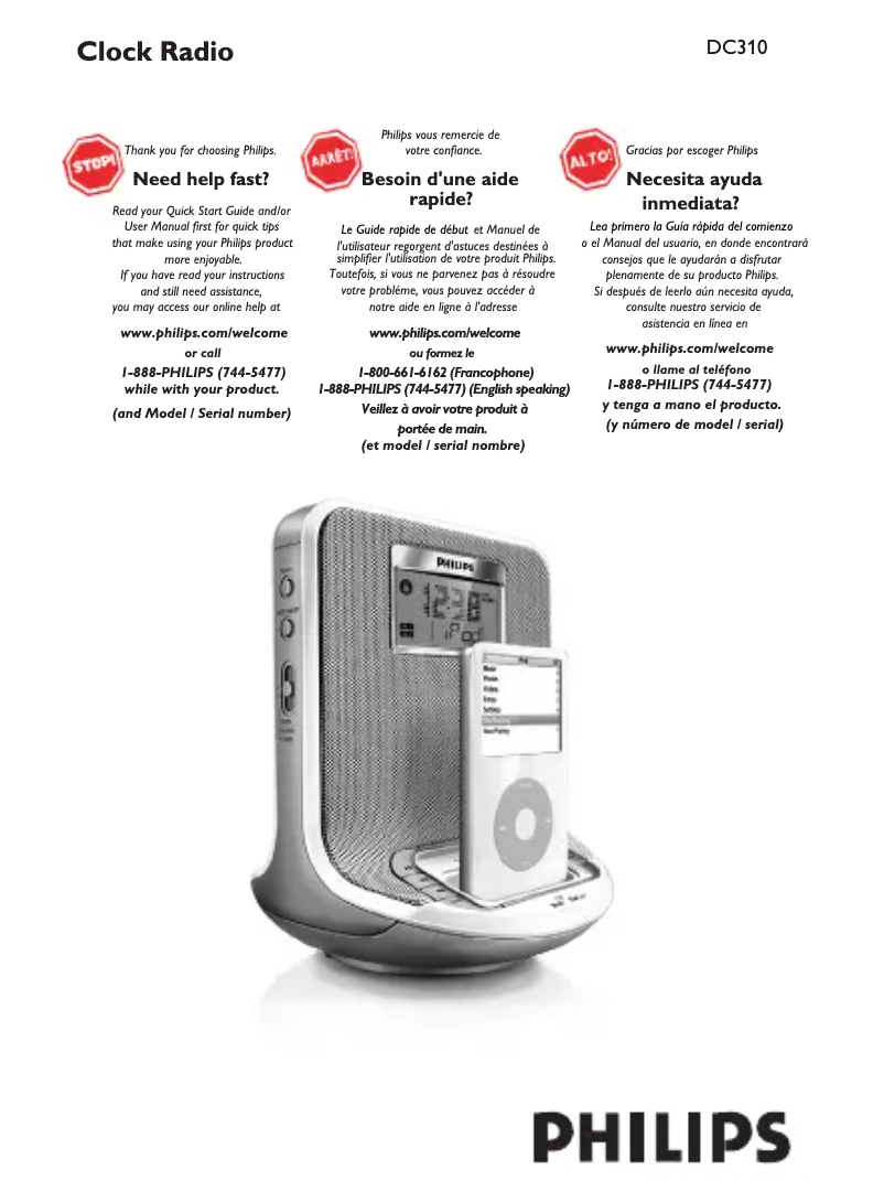 Page 1 of the manual User Manual Philips DC310