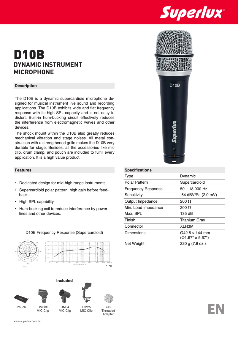 First page image of the manual for D10B