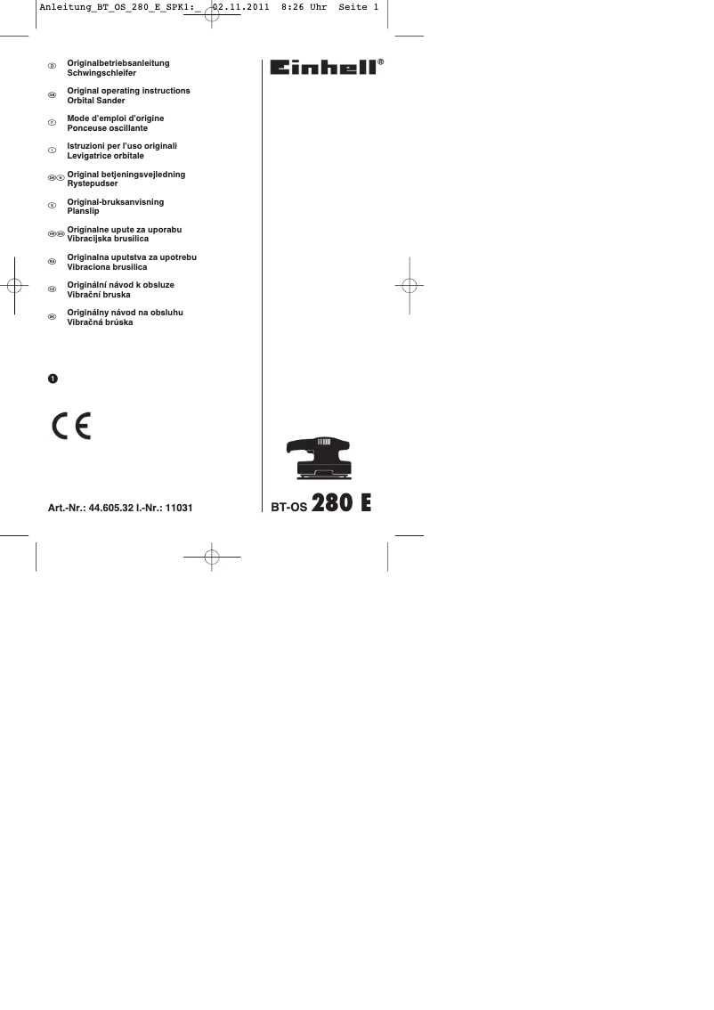 Page 1 of the manual Instruction Manual Einhell BT-OS 280 E
