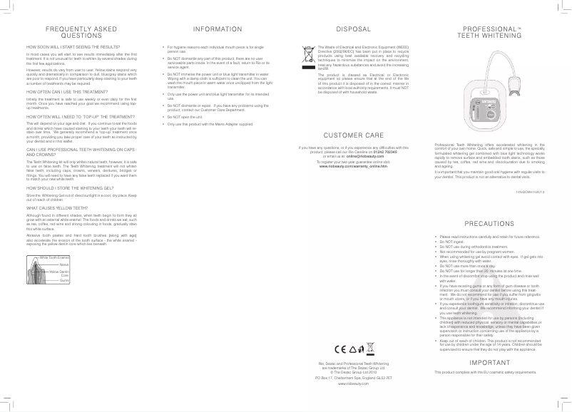 Image de la première page du manuel de l'appareil DCWH7