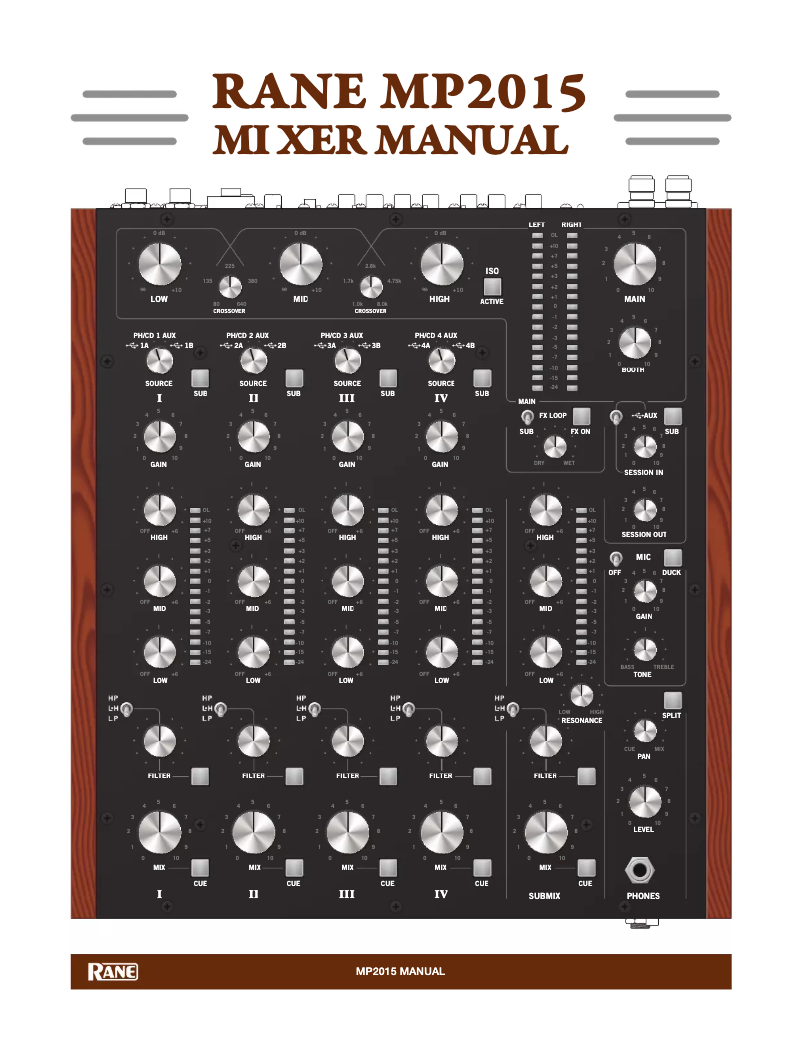 First page image of the manual for MP2015 DJ mixer