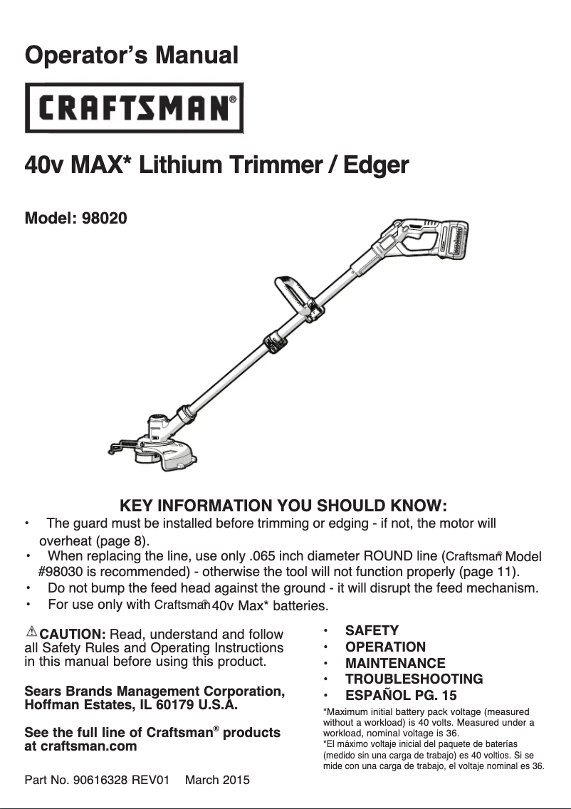 Page 1 of the manual User Manual Black & Decker 98020