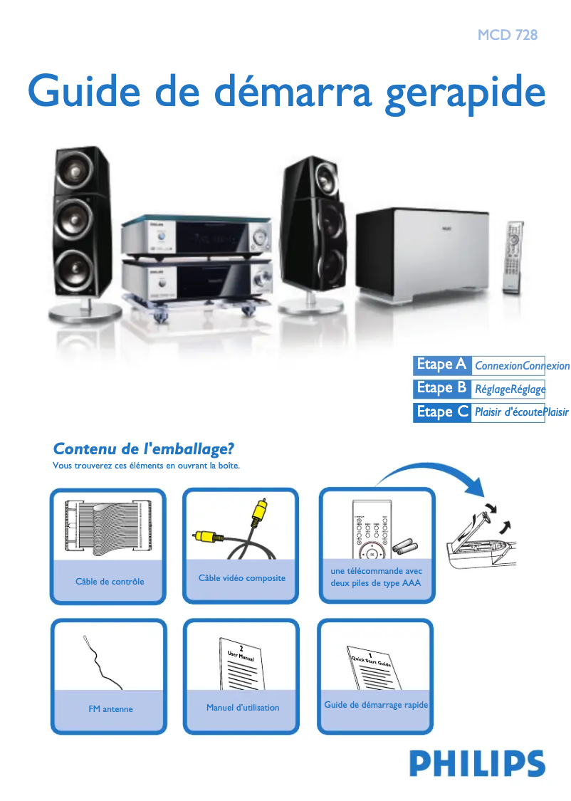 Page 1 of the manual Quick Start Guide Philips MCD728