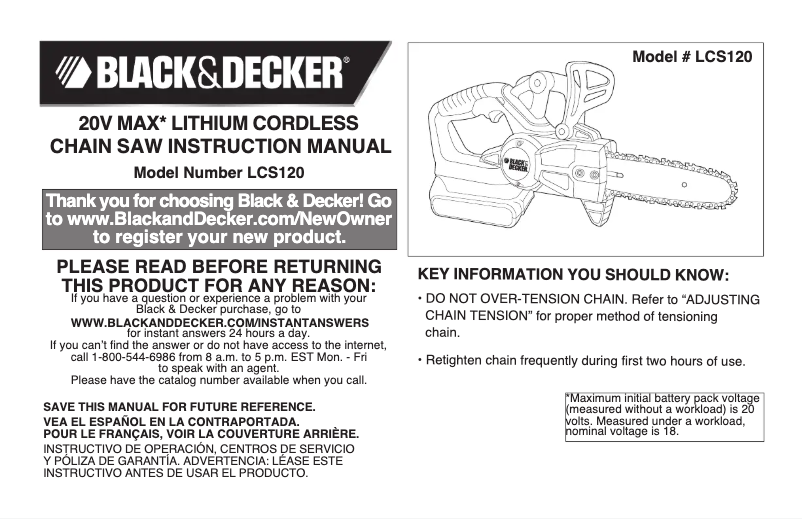 First page image of the manual for LCS120