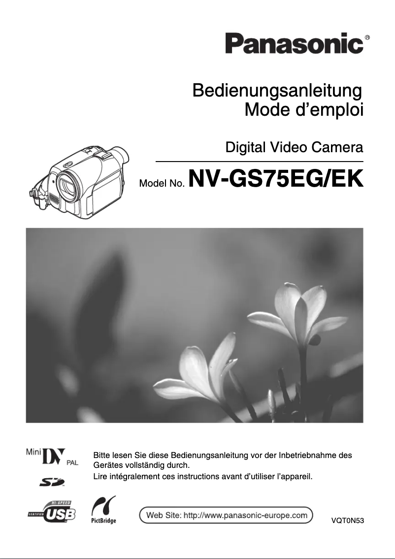 Page 1 of the manual User Manual Panasonic NV-GS70