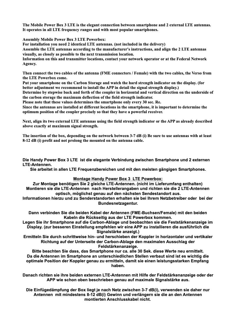 First page image of the manual for Handy Power Box 3