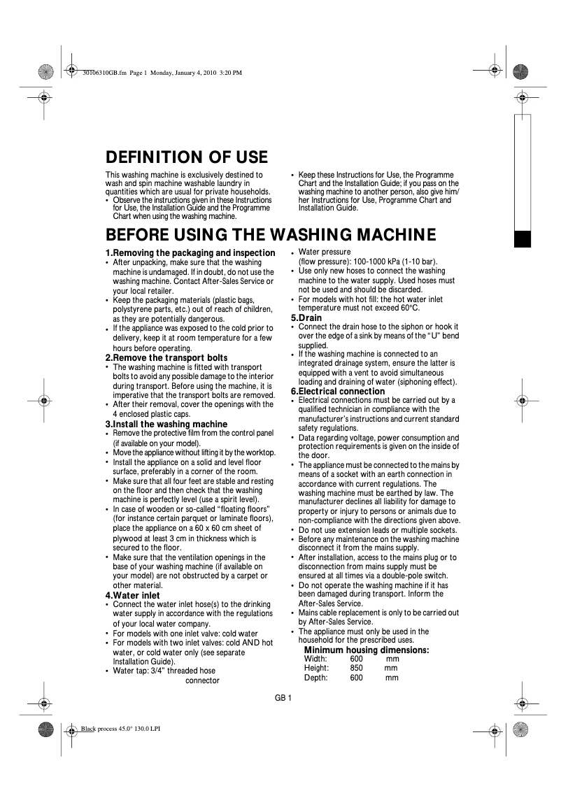 Page 1 of the manual User Manual Whirlpool AWOE 8548