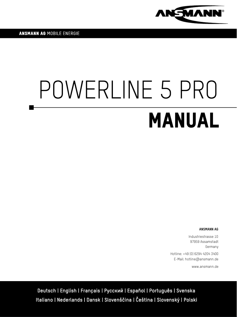 First page image of the manual for Powerline 5 Pro