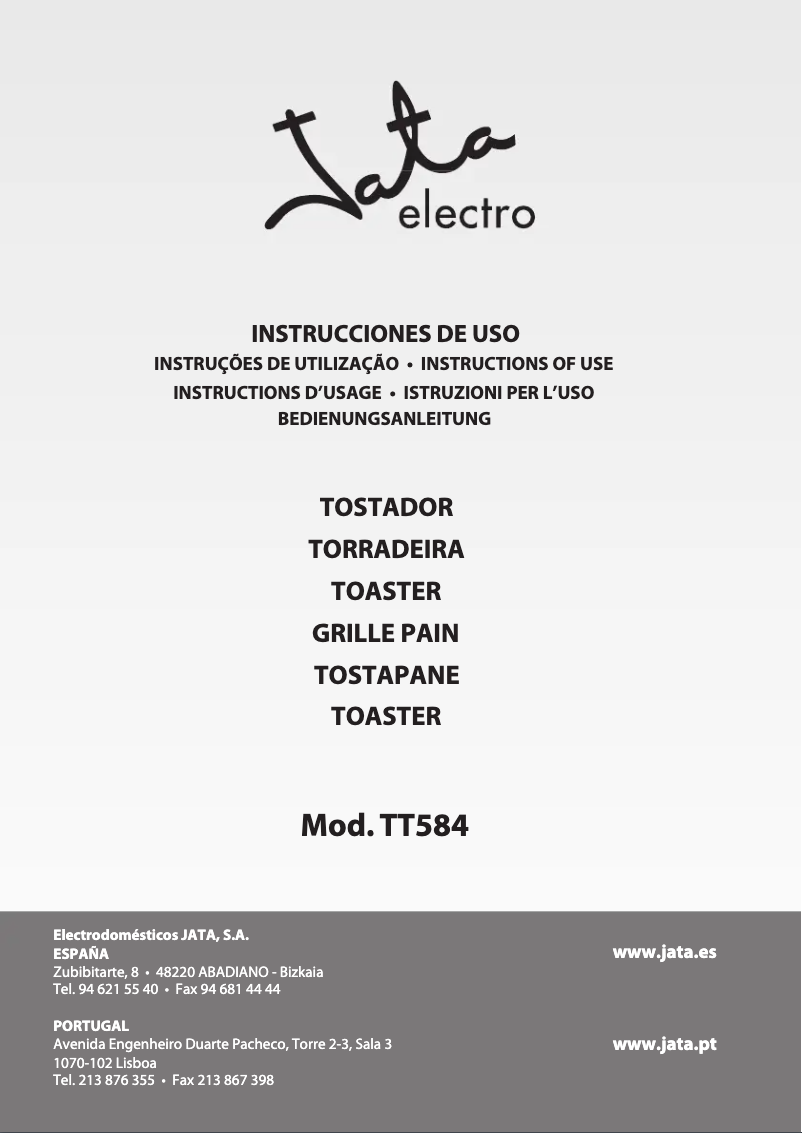 Page 1 of the manual User Manual Jata TT584