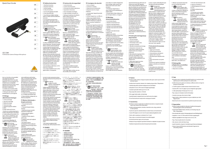 Page 1 de la notice Manuel utilisateur Behringer Go Cam