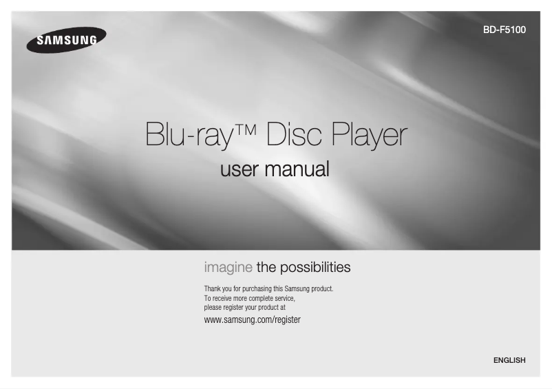First page image of the manual for BD-F5100