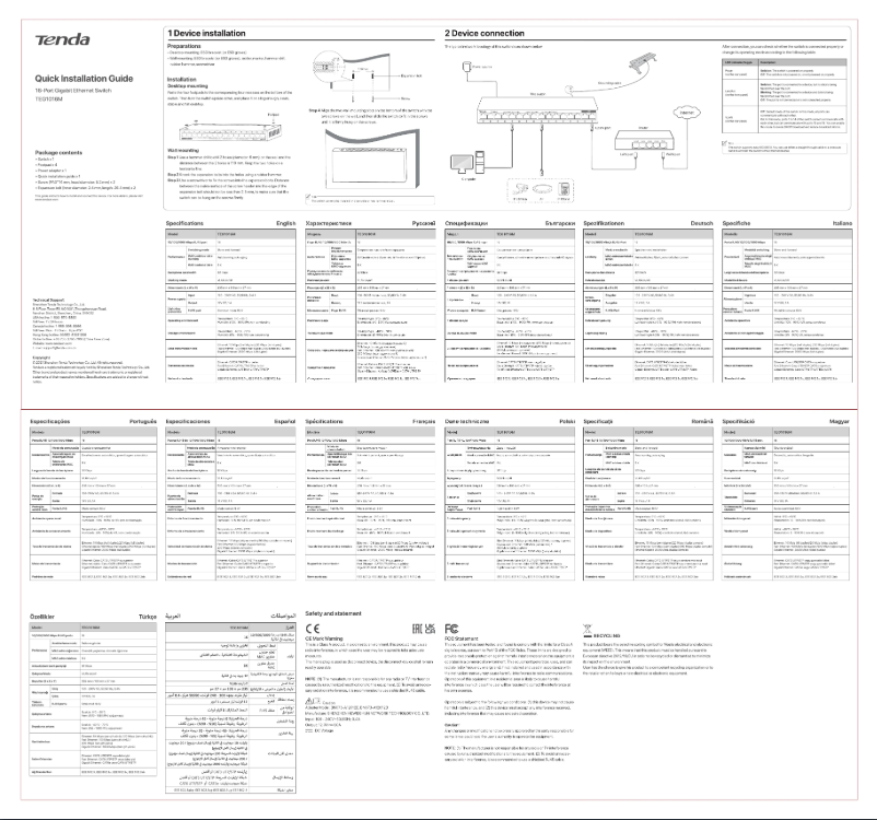 Page 1 of the manual Instruction Manual Tenda TEG1016M