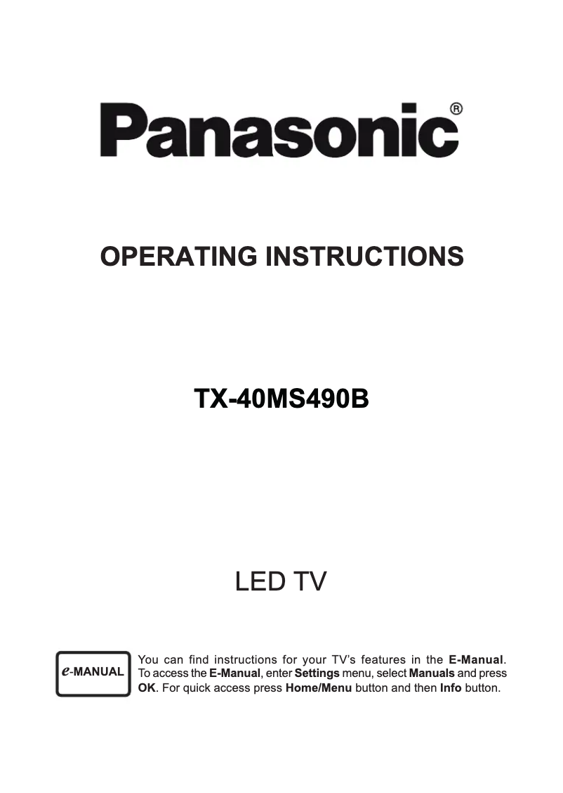 Page 1 of the manual User Manual Panasonic TX-40MS490B