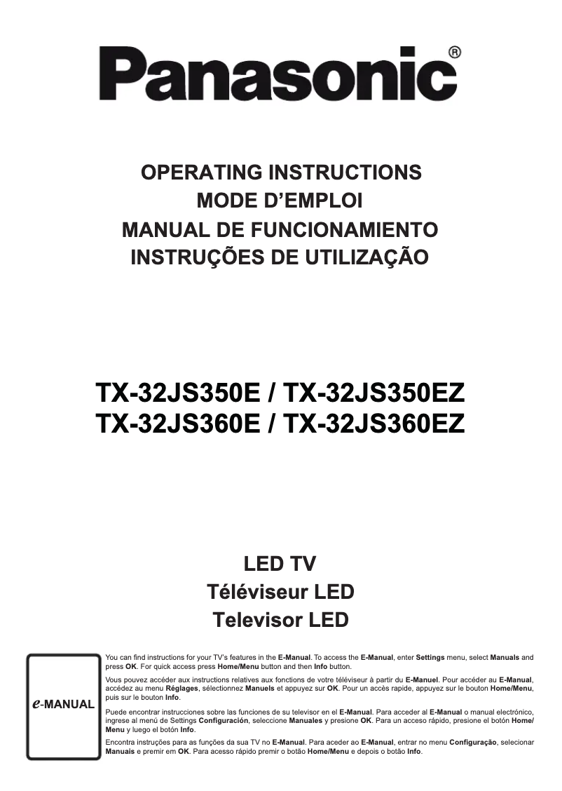 First page image of the manual for TX-32JS360E
