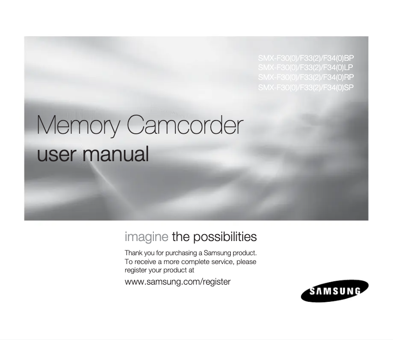 Page 1 of the manual User Manual Samsung SMX-F30BP
