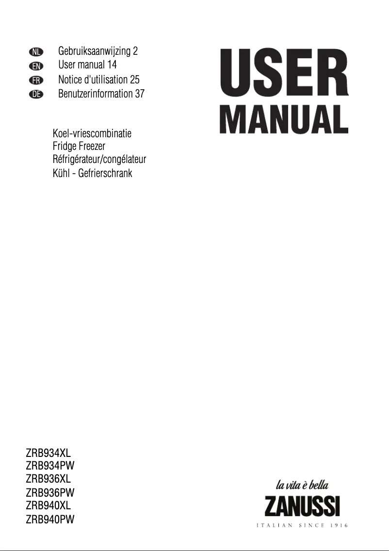First page image of the manual for ZRB 940 PW