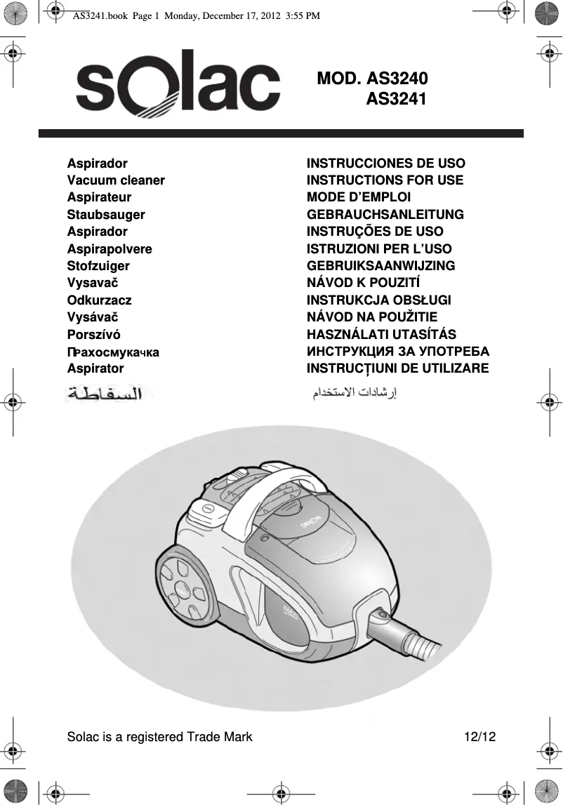 Page 1 of the manual User Manual Solac AS3241