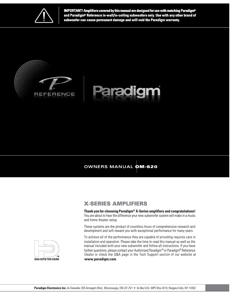 Page 1 of the manual User Manual Paradigm X-850