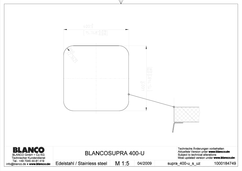 Page 1 of the manual User Manual BLANCO SUPRA 400-U