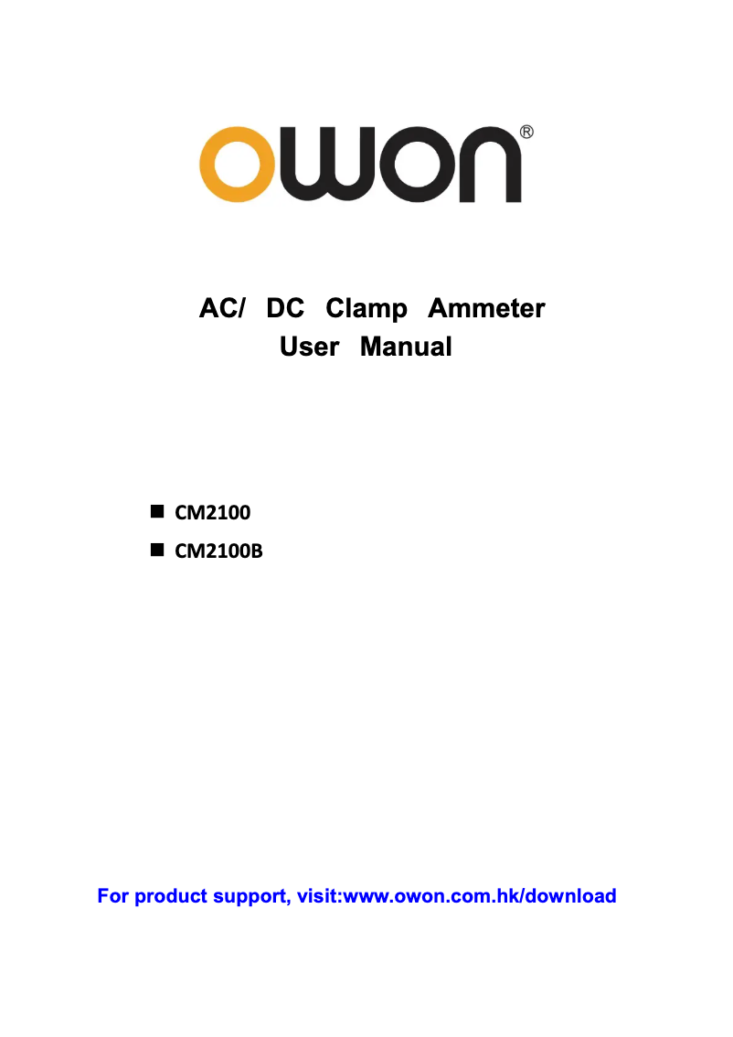 Page 1 of the manual User Manual Owon CM2100