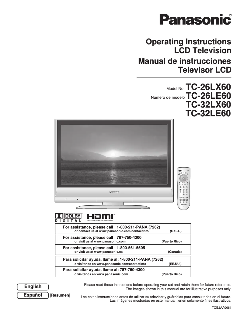 First page image of the manual for TC-26LE60