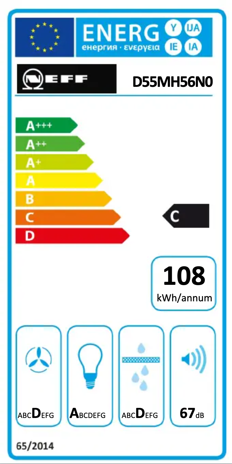 Page 1 of the manual Energy Label Neff D55MH56N0