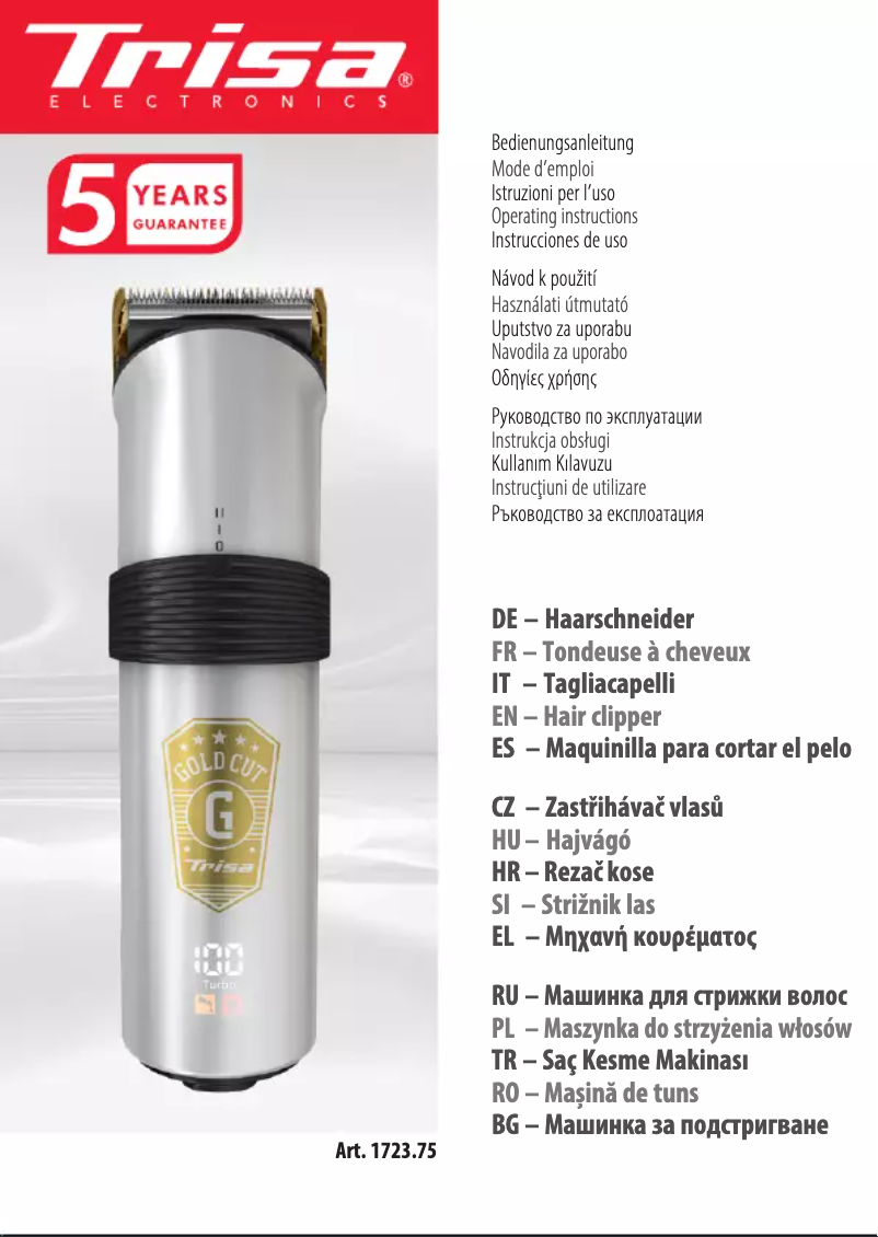 First page image of the manual for Gold Cut 1723.75