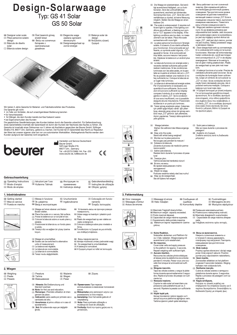 Page 1 of the manual User Manual Beurer GS 41