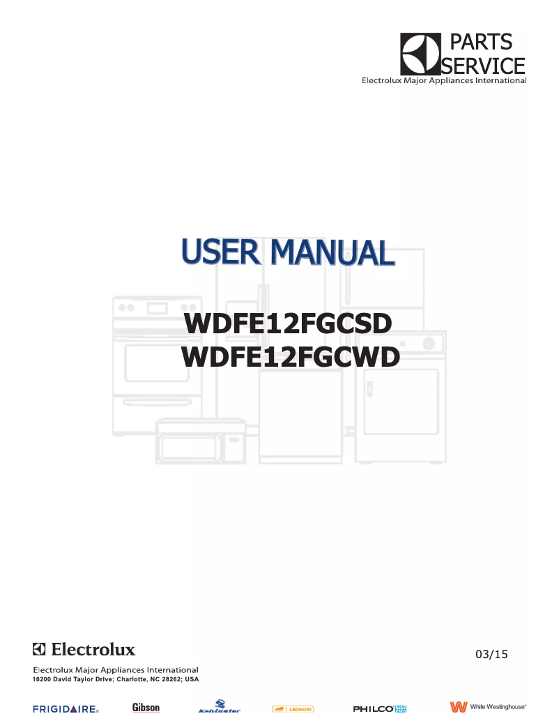 Page 1 of the manual User Manual White-Westinghouse WDFE12FGCWD