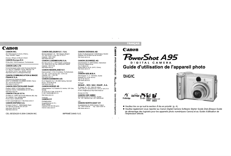First page image of the manual for PowerShot A95