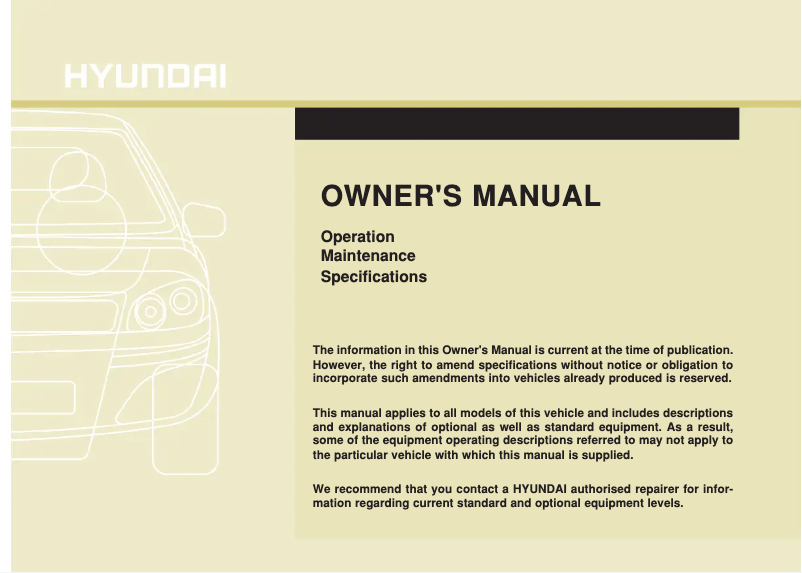 First page image of the manual for i10 (2019)