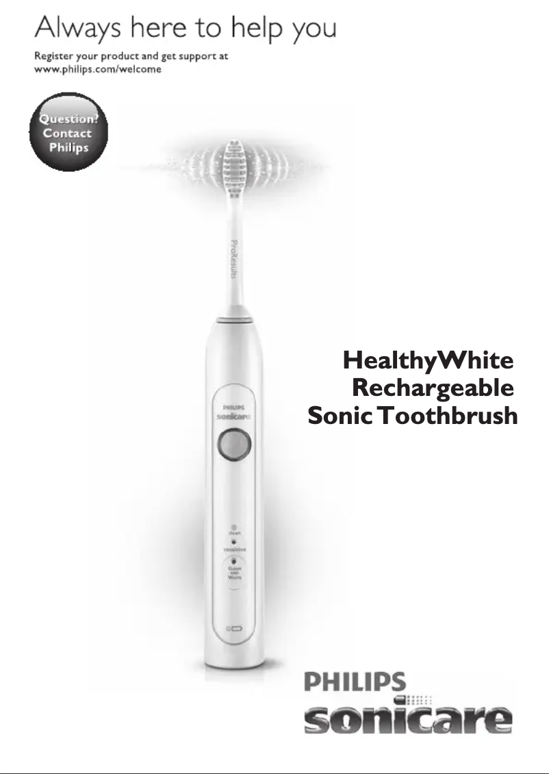 First page image of the manual for Sonicare HealthyWhite HX6765