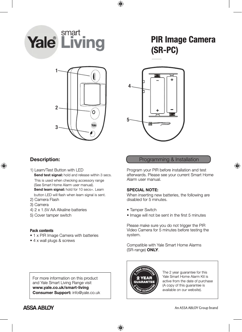 First page image of the manual for SR-PC