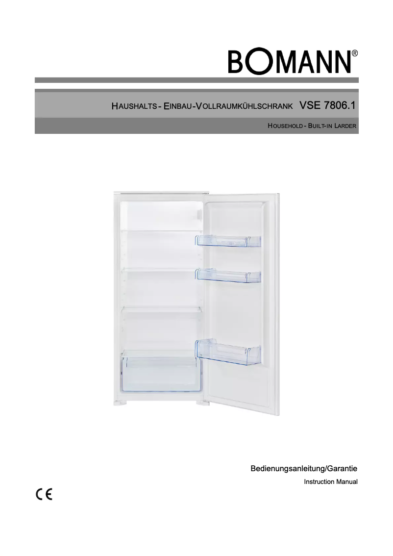 Page 1 of the manual User Manual Bomann VSE 7806.1