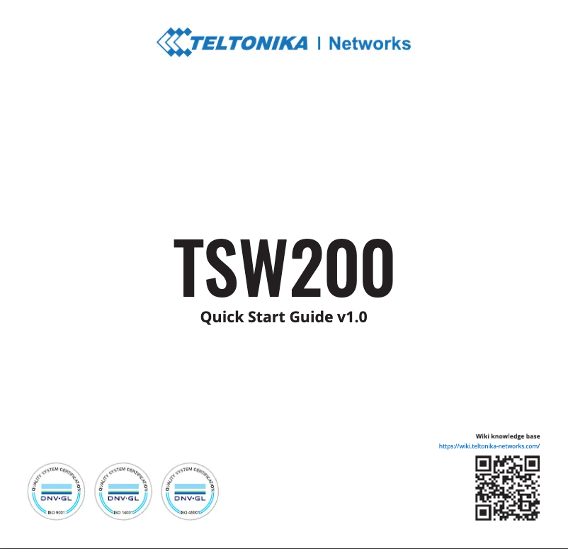 Page 1 of the manual Quick Start Guide Teltonika TSW200