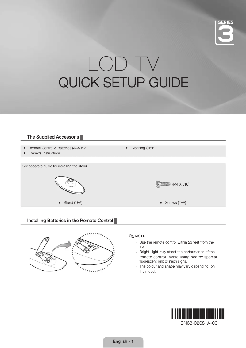 First page image of the manual for LE19C355D1W