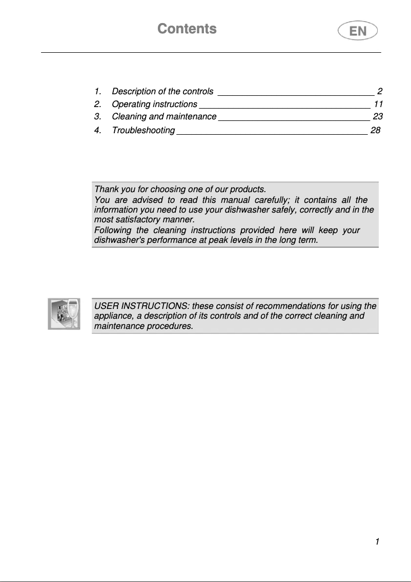 First page image of the manual for DW8 45 FI