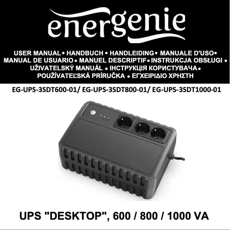 Page 1 de la notice Manuel utilisateur EnerGenie EG-UPS-3SDT800-01