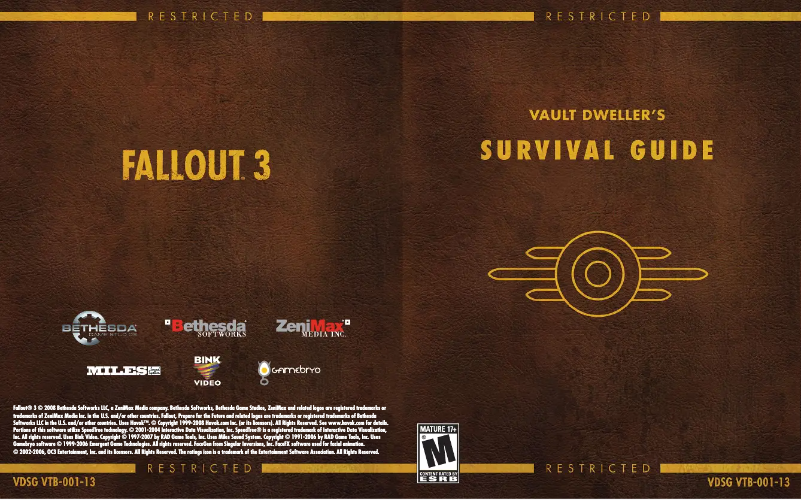 Image de la première page du manuel de l'appareil Fallout 3 (PS3)