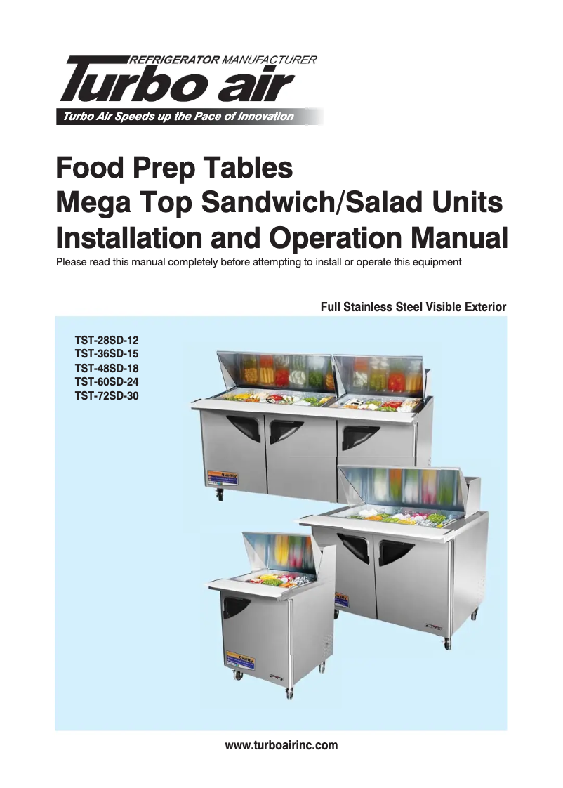 First page image of the manual for TST-48SD-18-N-GL