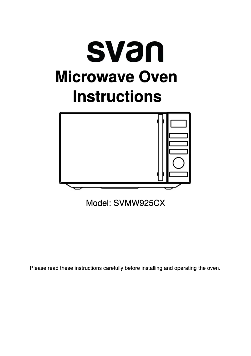 First page image of the manual for SVMW925CX