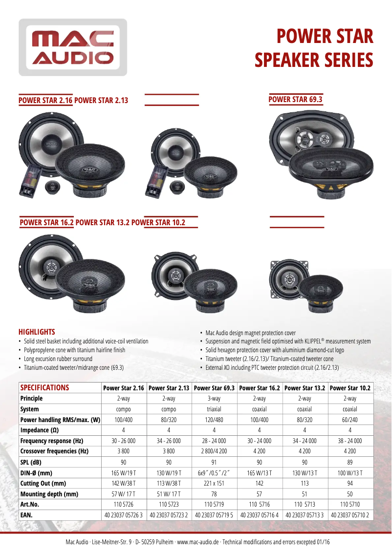Page 1 de la notice Manuel utilisateur Mac Audio Power Star 16.2