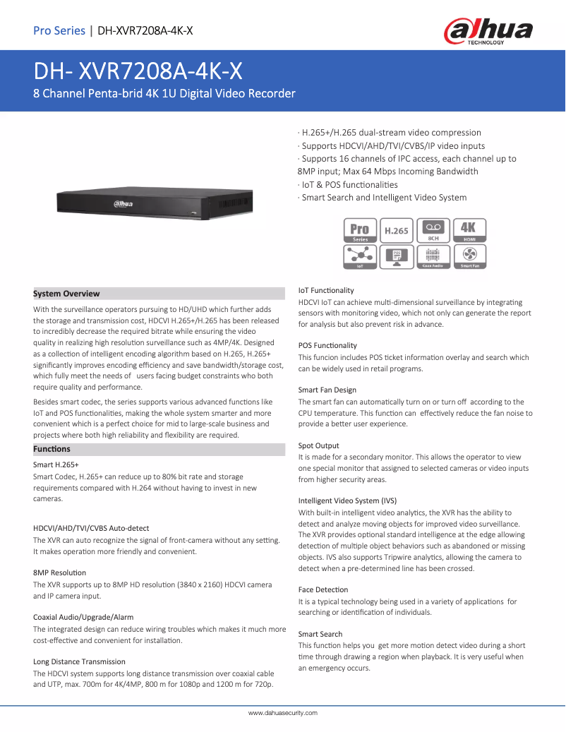 First page image of the manual for XVR7208A-4K-X