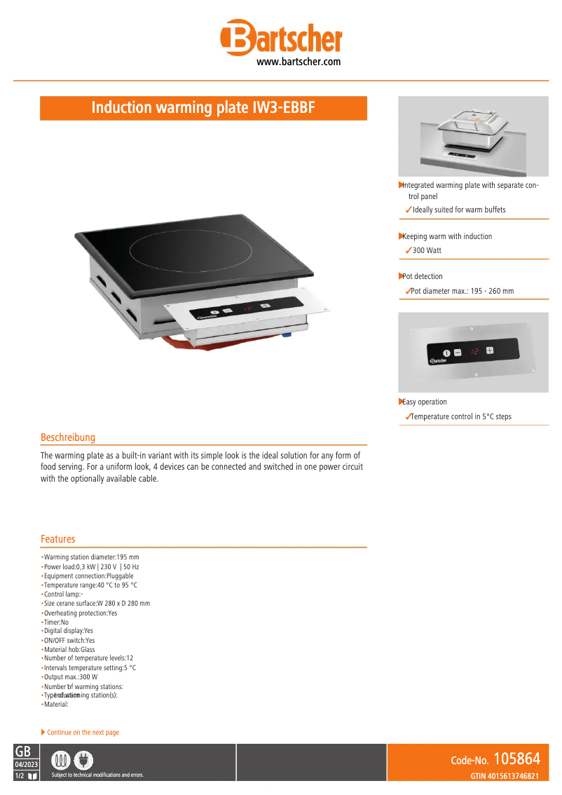 First page image of the manual for IW3-EBBF