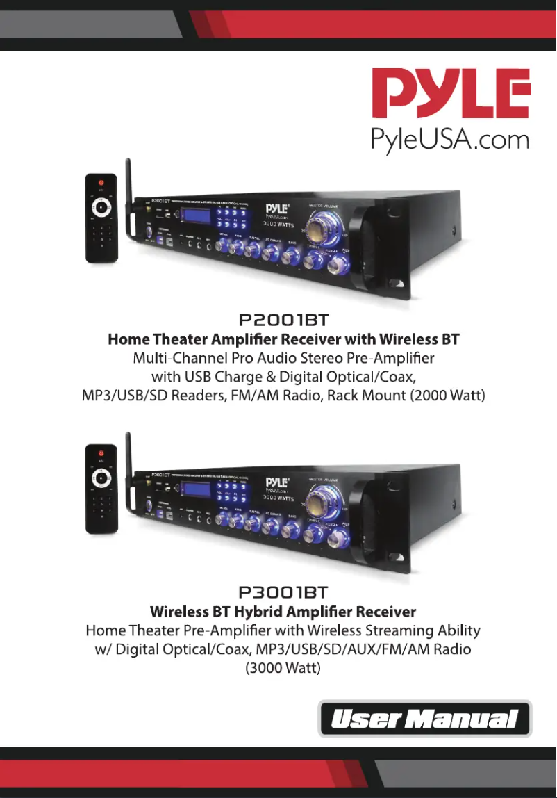 Page 1 of the manual User Manual Pyle P2001BT